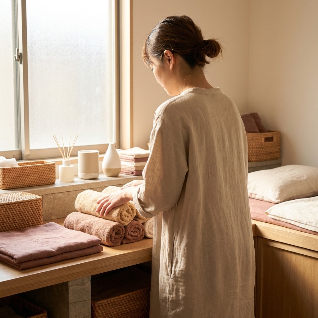 施術の準備をするセラピスト